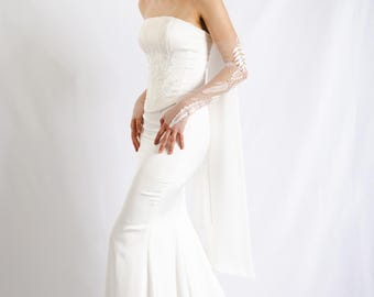 Hand-Embroidered Satin Bridal Corset: 'Audrey' Wedding Top