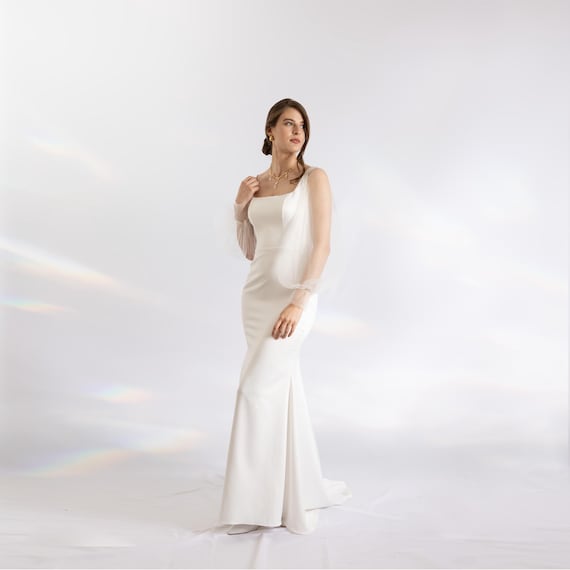 Stretch Satin Mermaid Wedding Dress: Square Neck Fitted Bridal Gown - Etsy Stretch Satin Mermaid Wedding Dress: Square Neck Fitted Bridal Gown - Etsy