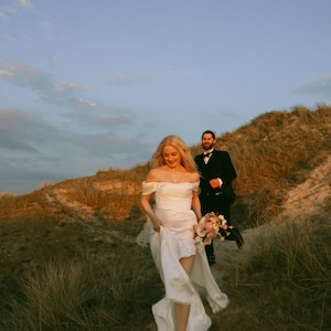 Satin Corset Wedding Dress: Long Train, Removable Sleeves image 7