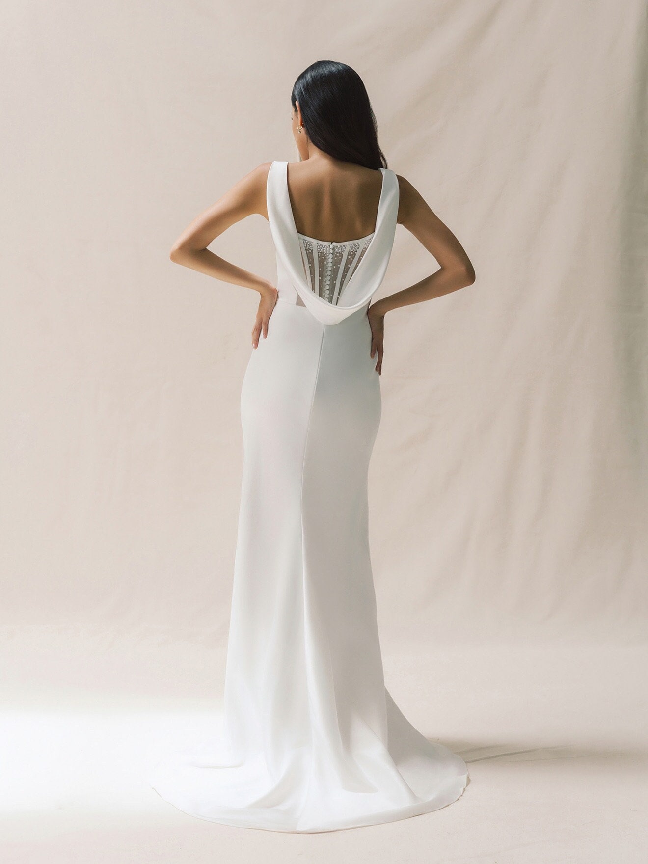idelle v neck organza back silk wedding dress Vintage-Inspired Silk Wedding Dress with Deep V-Neckline