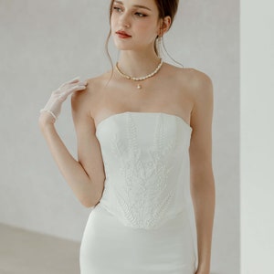 Bridal top | Wedding Corset | Satin corset - to be combined with Tull skirt or Satin Skirt