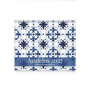 The cover of our 2027 Azulejos Mediterranean inspired wall calendar on a white background.