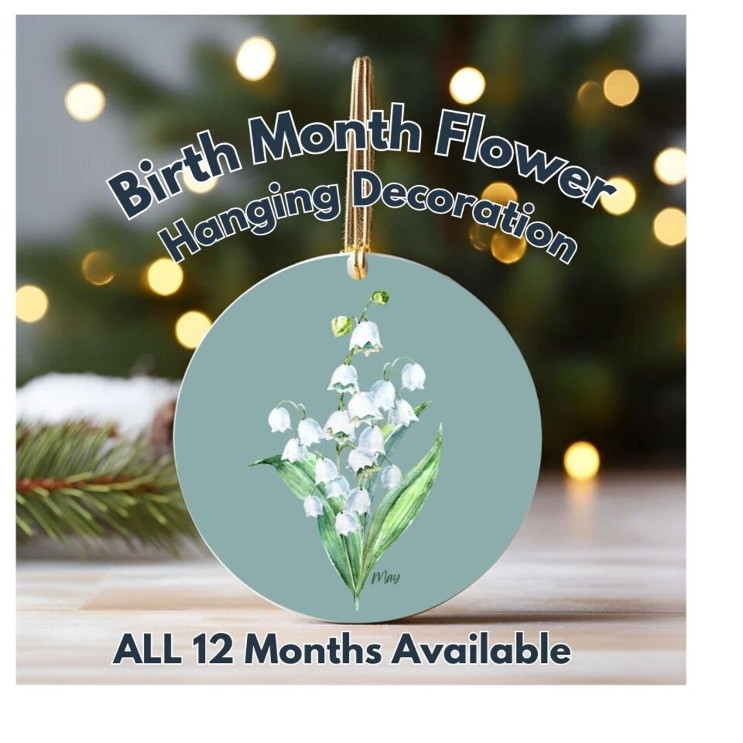 Birth Month Flower Ornament Birth Flower Keepsake Decoration Watercolor ...