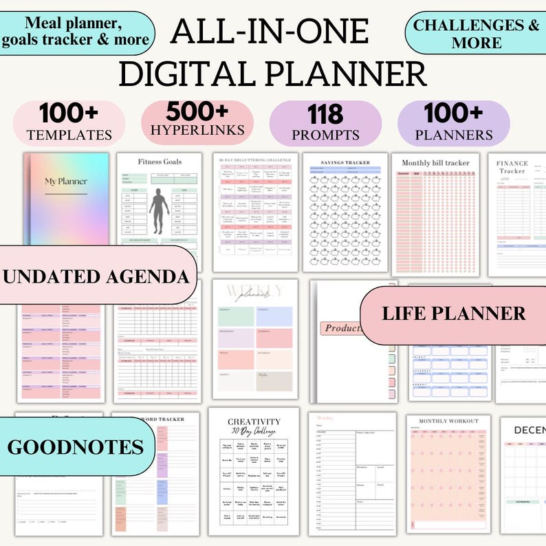 Planner Includes All-in-one Digital Planner 2025 Digital Planner iPad 2025 Digital ...