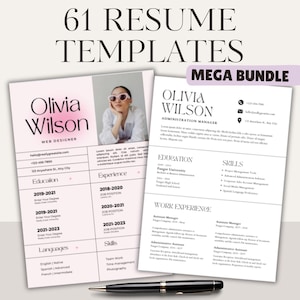 Resume Template Canva Resume Template Bundle ATS Template Cv Professional Resume Word Resume Apple Pages, Google Docs Resume with Photo Cv