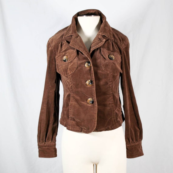 Vintage 1990s Brown Corduroy Jacket with Large To… - image 2