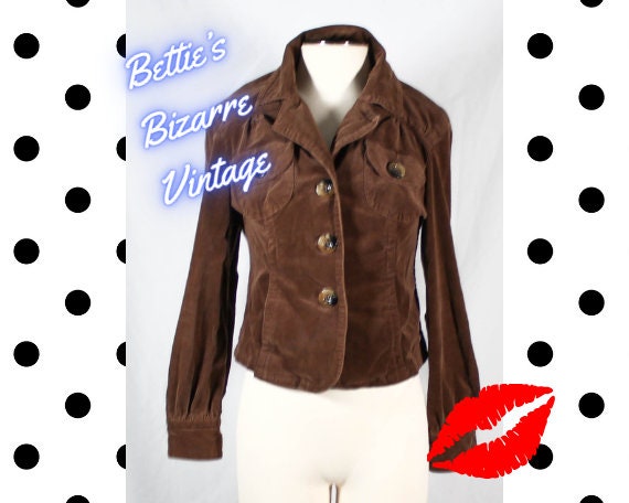 Vintage 1990s Brown Corduroy Jacket with Large To… - image 1