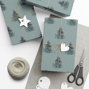 Blue-Green Christmas Tree Christmas Wrapping Paper | Holiday Gift Wrap