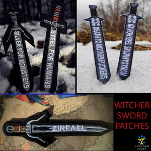 Sword of Witchers Patches, Geralt Swords, Steel for Humans, Silver for Monsters, Monster Hunter, Ciri Sword, Zireal, Zoltan, Glowing in Dark