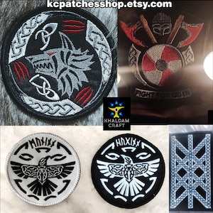 Norse Mythology Patches, Fenrir Wolf, Fight for Odin, Thor Hammer, Aegishjalmr, Viking Warrior, Nordic Runes, Pagan, Huginn & Muninn