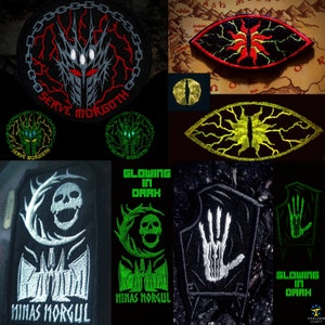 Evil Faction Lotr Patches, Serve Morgoth, White Hand, Uruk Isen gard, Middle Earth, Eye of Sauron, Minas Morgul, Witch King, Glowing in Dark
