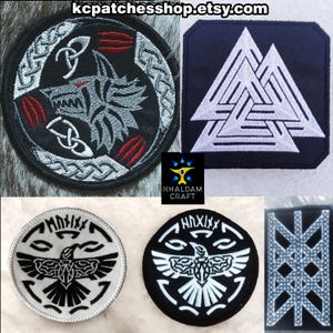 Norse Mythology Patches, Fenrir Wolf, Fight for Odin, Thor Hammer, Aegishjalmr, Viking Warrior, Nordic Runes, Pagan, Huginn & Muninn