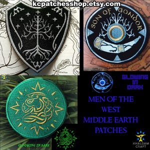 Men of the West Patches, White Tree Shield, House of the Horse Lords, Son of The White Tree, lotr and Middle-earth inspierd, Glowing in Dark