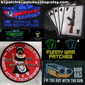 Funny War Patches, Ak47 Cards Patch , THomas the Battletank Meme, Dogde This, Thai Infintry, Thai Soldier Meme, Slav Poker, Glowing in Dark