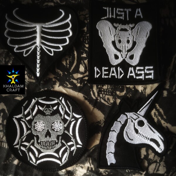 Dead Bones Design Patches, Dead Ass, Dead Unicron Patch,Spider Skull, Horror, Dark Art, Dead Dreams, Goth, Dark Magic, Glowing in Dark