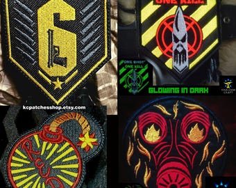 Shooter Military Style Patches, Warforgded, One Shot One Kill Patch, Sniper, Sharpshooter, Militia, Don&#39;t waste Brass, Red Team Bomb