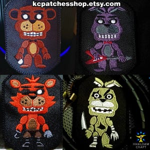 Dead Chibi Patch, Freddy the Bear, Bonnie the Rabbit, Fox the Pirate, Wiliam Rote Rabbit, Fnaf Parody, Glowing in Dark, Fnaf fanart