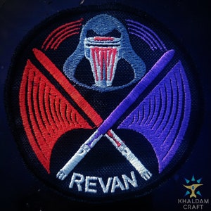 Revan Patch, Darth Revan, KOTOR inspierd, Lightsabers Red and Violet, Revanites, Glow in UV