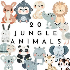 Dschungeltier PNG | Dschungel Clipart | Boho Baby Tier niedlich PNG | Nordischer Stil Tiere Clipart | Boho Dschungel | Sublimationsdesigns