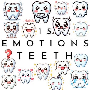 Emotionen Zähne Clipart | Zahn PNG | Zahn Clip Art | Zahnarzt Illustrationen | Aquarell Pinsel PNG | Zahnbürste | Zahnpasta | Kommerziell
