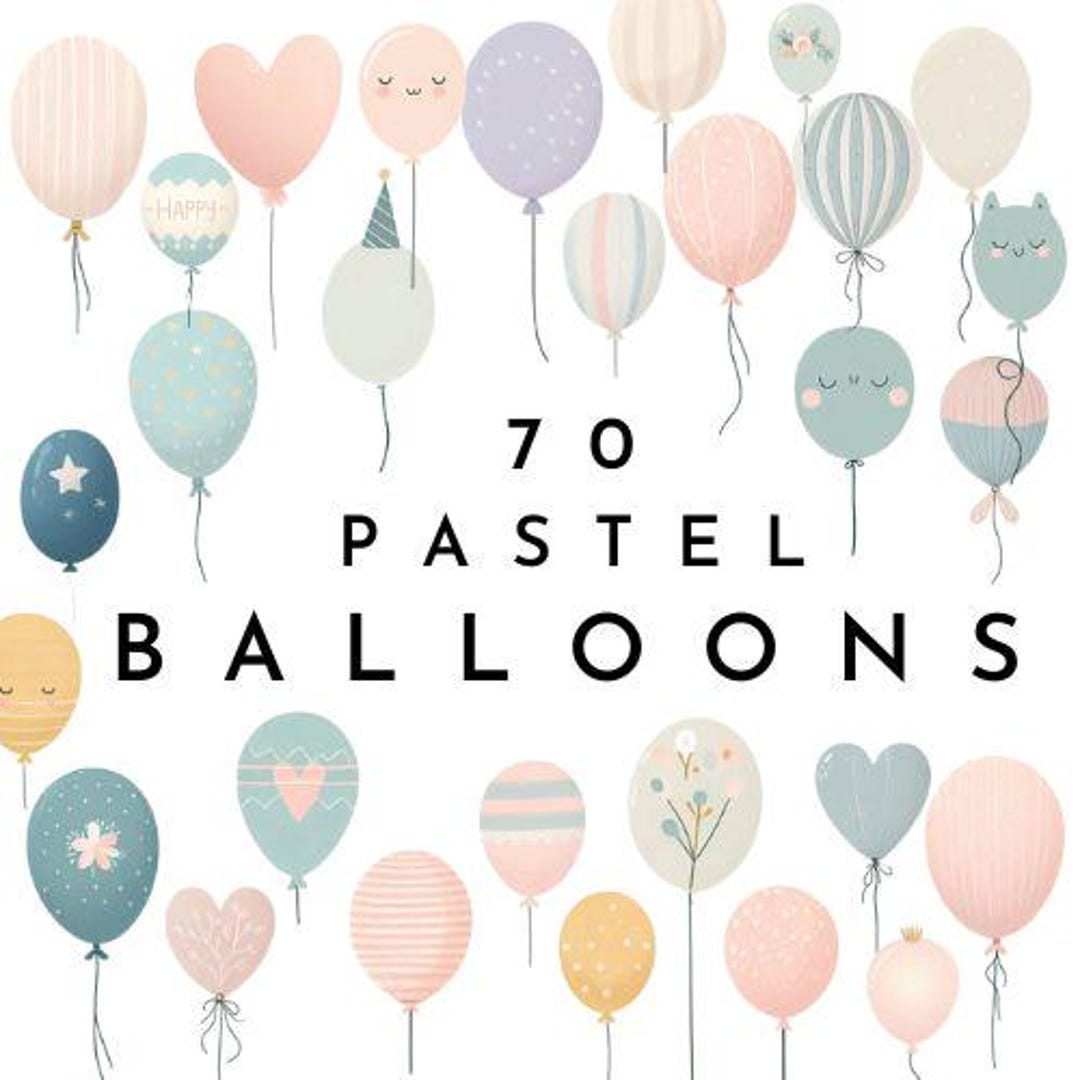 Pastel Balloons Clipart Balloon PNG Birthday Balloons Watercolor ...