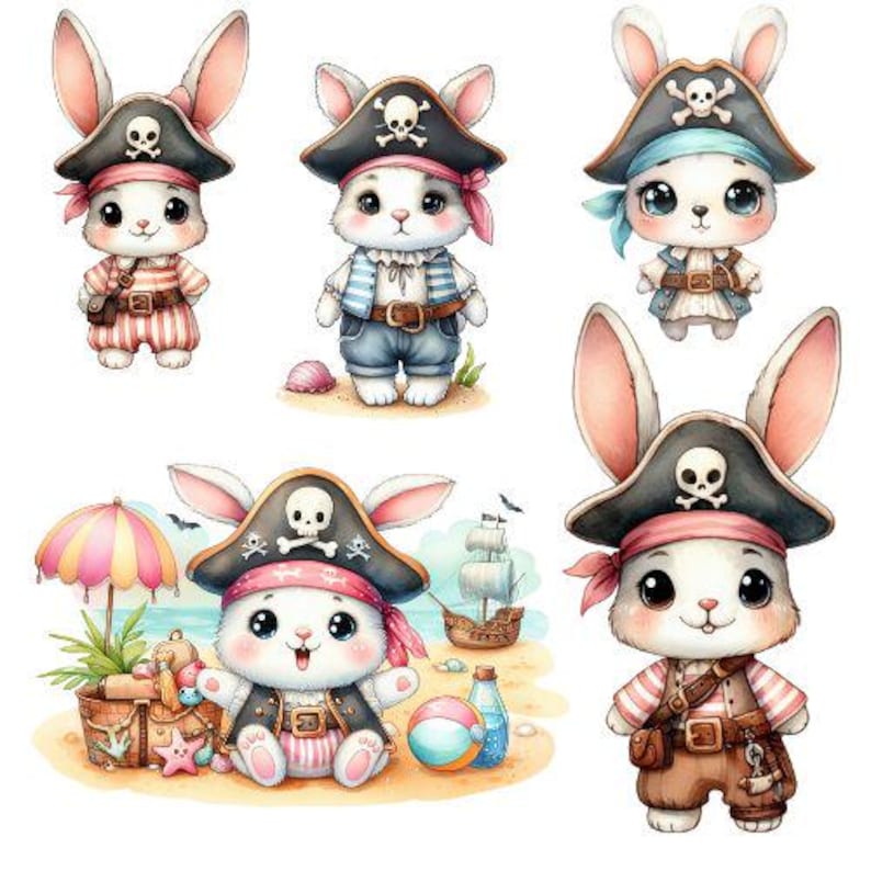 Cute Pirate Bunnies Clipart | Pirates PNG Clipart | Pirate ...