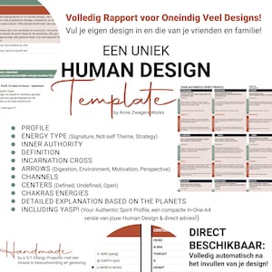 Human Design Template NL - Automatisch Volledig Rapport - Reading in Google Sheets - Vul Oneindig Veel Charts in - Direct Online Beschikbaar