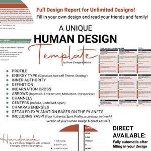 Human Design Template ENG- Automatisch Volledig Rapport - Reading in Google Sheets - Vul Oneindig Veel Charts in - Direct Online Beschikbaar