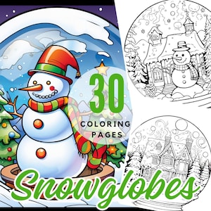 Christmas  Snow Globe Coloring Pages, Christmas Activity for Kids, Holiday Snowglobes, Printable PDF Digital Instant Download