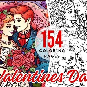 Valentines Day Coloring Pages Activity for Kids - Digital Download Printable