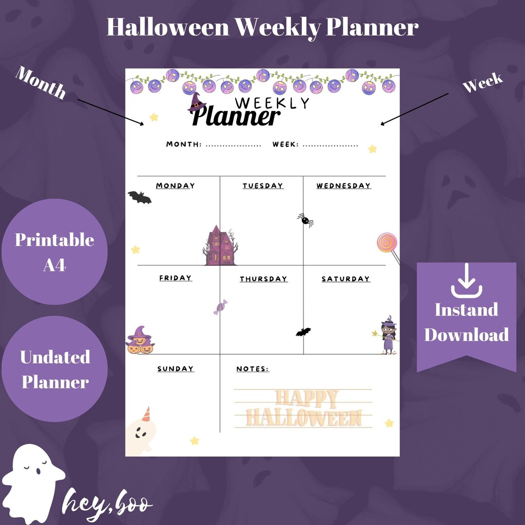 Halloween Weekly Planner Printable Planner Weekly Planner - Etsy