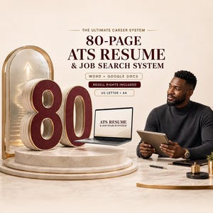 80-Page ATS Resume Template Bundle with Resell Rights for Word and Google Docs