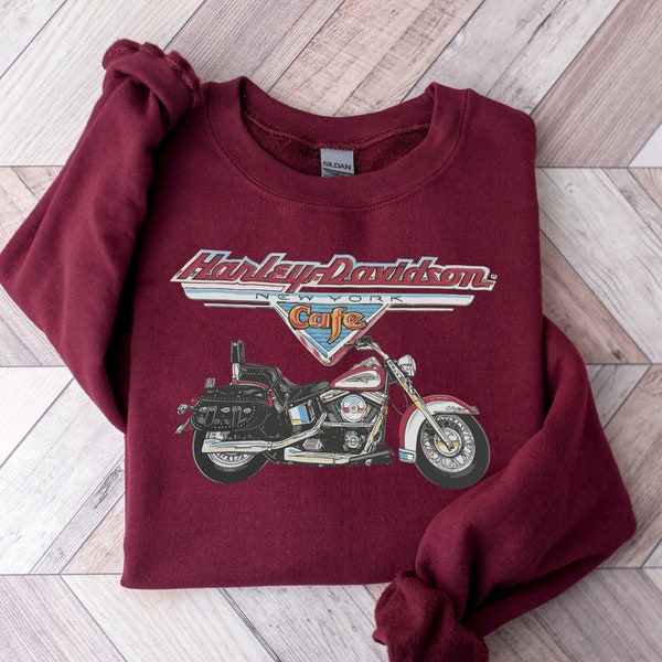 Harley Davidson Sweatshirt, Motorcycle Sweatshirt, Harley New York Cafe Sweatshirt, Bike Sweatshirt, Hoodie Gift For Biker, Motorcycle Gift