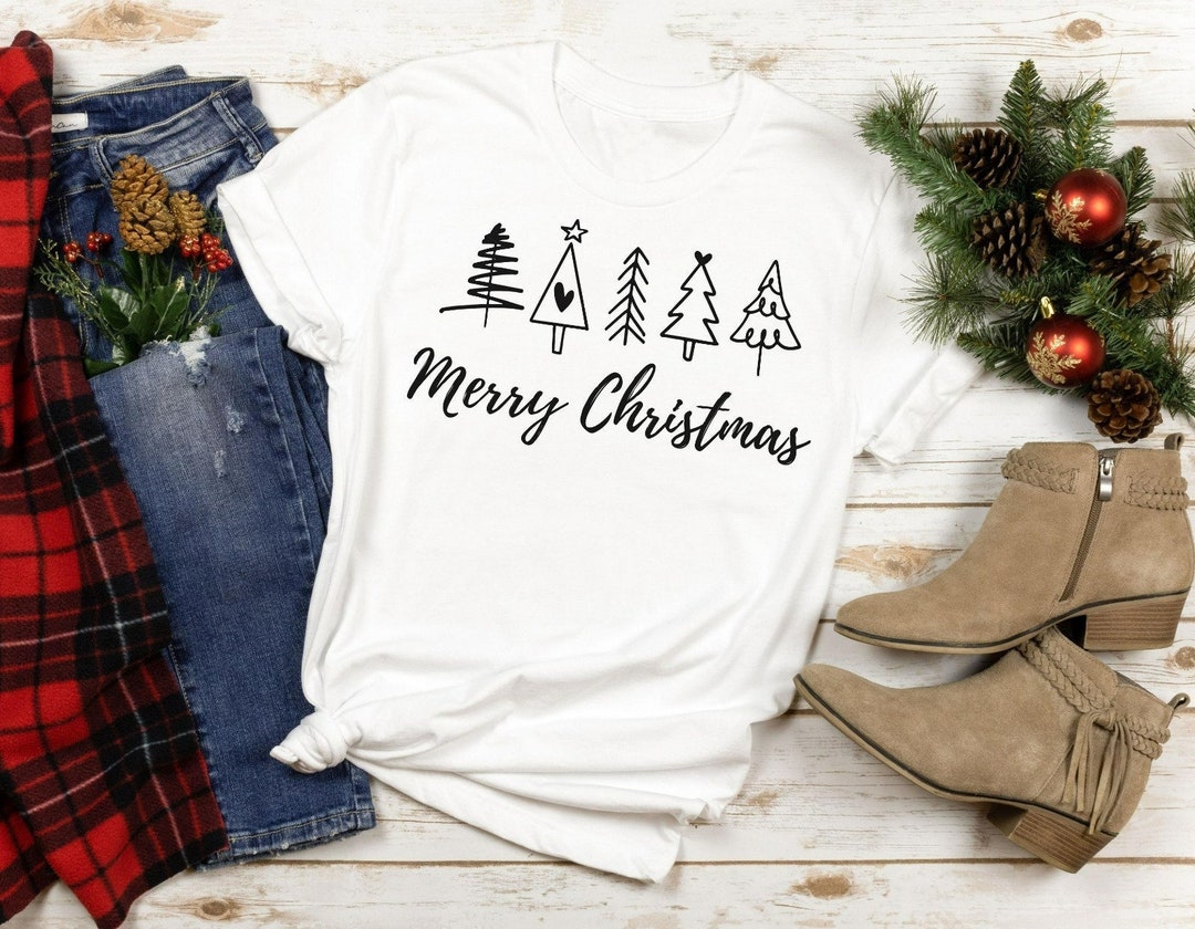 Christmas Tree Shirts, Plaid Christmas Tree Shirt, Cute Christmas