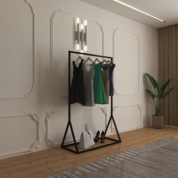 FreeStanding Open Clothes Rail,Open Wardrobe,Hanging Organizer, Standing Garment Rod,Changing Room Clothes Display,Entryway Hanger Rod