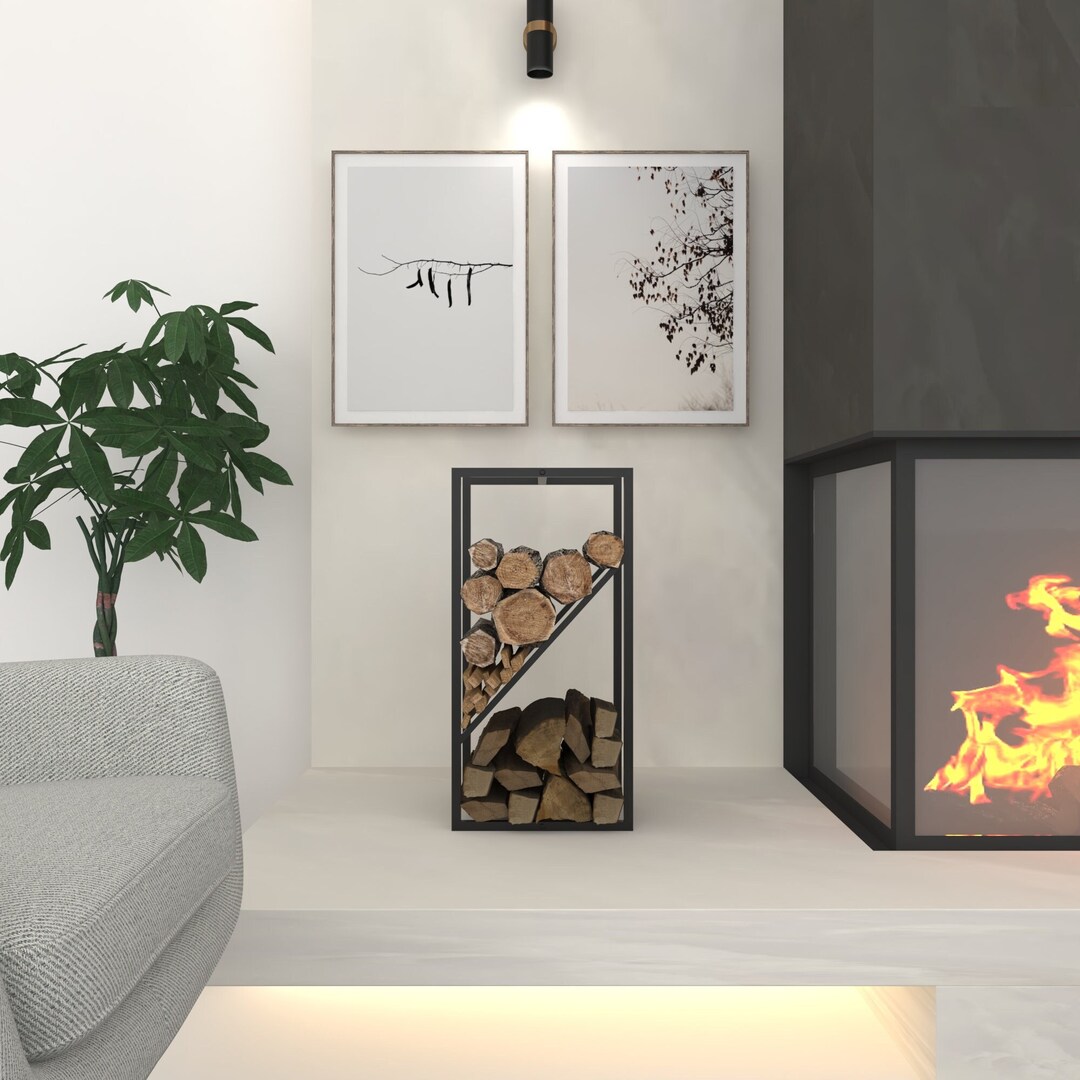 Divided Woodshed,kindling & Firewood Rack, Log Holder,minimalist Indoor ...