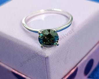 Bague moissanite : solitaire en argent sterling 925, fiançailles de mariage, bague bohème, design art déco
