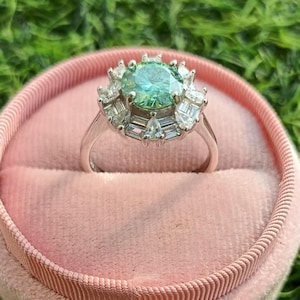 Moissanite Ring: 925 Sterling Silver, Round Gemstone, Boho Design Art Deco Jewelry, For Her
