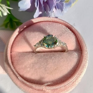 Moissanite Ring: 925 Sterling Silver, Round Gemstone, Boho Design Art Deco Jewelry, Solitaire Band