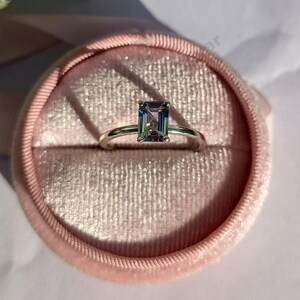 Natural Tanzanite Ring: Emerald Cut, 925 Sterling Silver