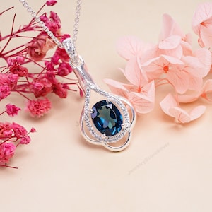 Indicolite Tourmaline Gemstone Pendant, 925 Sterling Silver, For Women, Silver Necklace, wedding gift, engagement gift, christmas gift