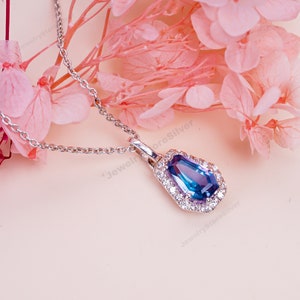 Pendentif en alexandrite, argent sterling 925, pour femme, pendentif en argent, cadeau de mariage, cadeau de fiançailles, cadeau de Noël, cadeau d'anniversaire