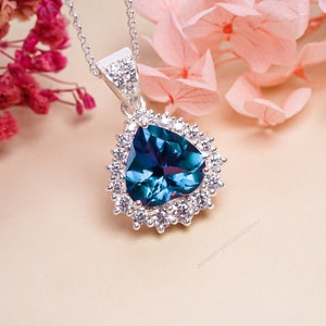 Alexandrite Heart Pendant: 925 Sterling Silver Color Change Necklace