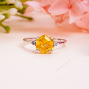 Yellow Zircon Gemstone Ring, 925 Sterling Silver, For Women, Silver Ring, wedding gift, engagement ring, christmas gift, vintage ring