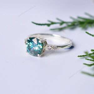 Moissanite Ring: 925 Sterling Silver, Round Gemstone, Boho Design Art Deco Jewelry, For Her