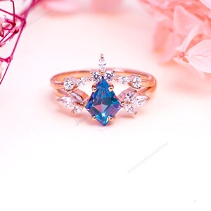 Bague alexandrite cerf-volant : bague de fiançailles en argent sterling 925, bijoux art déco design bohème
