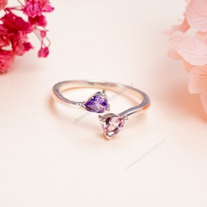 Natural Tanzanite Sterling Silver Ring: Pear Gemstone, Women&#39;s Jewelry, Boho Design, Unique Jewelry
