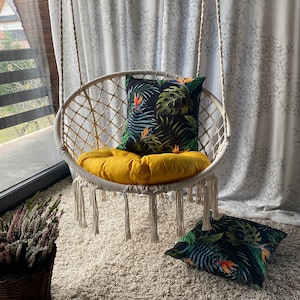 Hanging chair with cushions | Home swing with a pillow | macrame swing |Swing | many colors and patterns