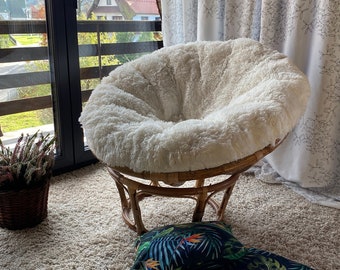 Papasan chair cushion with a shaggy pillowcase | Pillow and pillowcase set | Tailormade | Rattan chair cushion | pillow for hanging chair