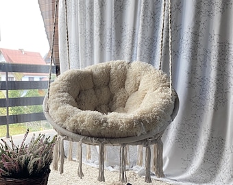 Hanging chair with cushion | Home swing with a pillow | macrame swing | Luxuorious Swing